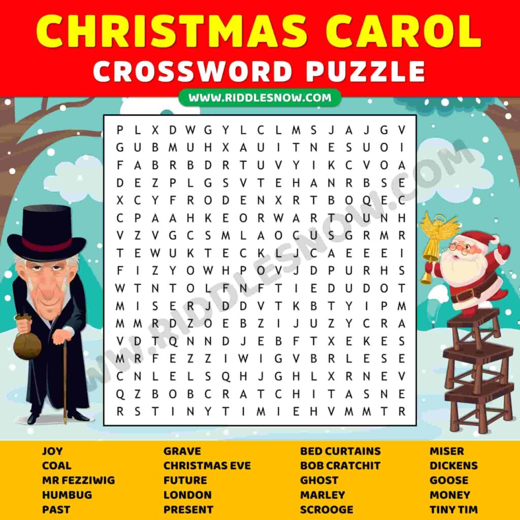 Christmas Carol Crossword Puzzles With Answer Keys Riddles Now